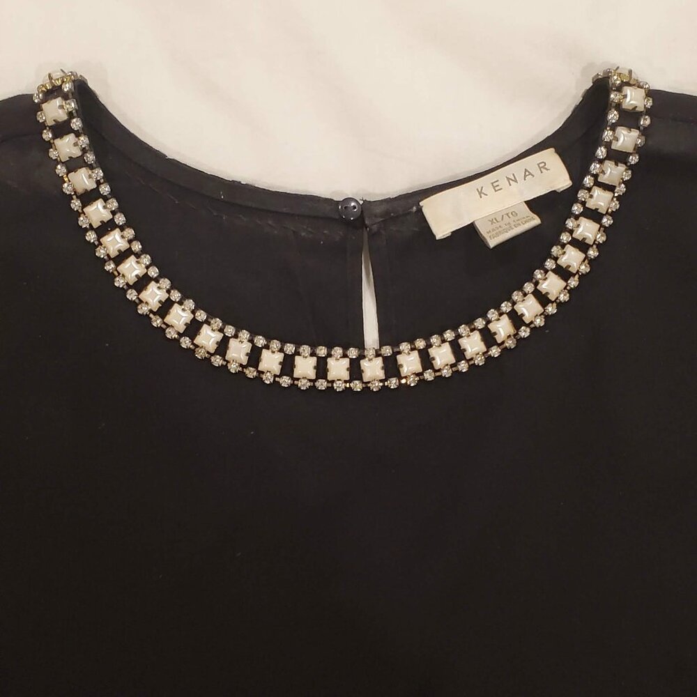 Jeweled neckline black top